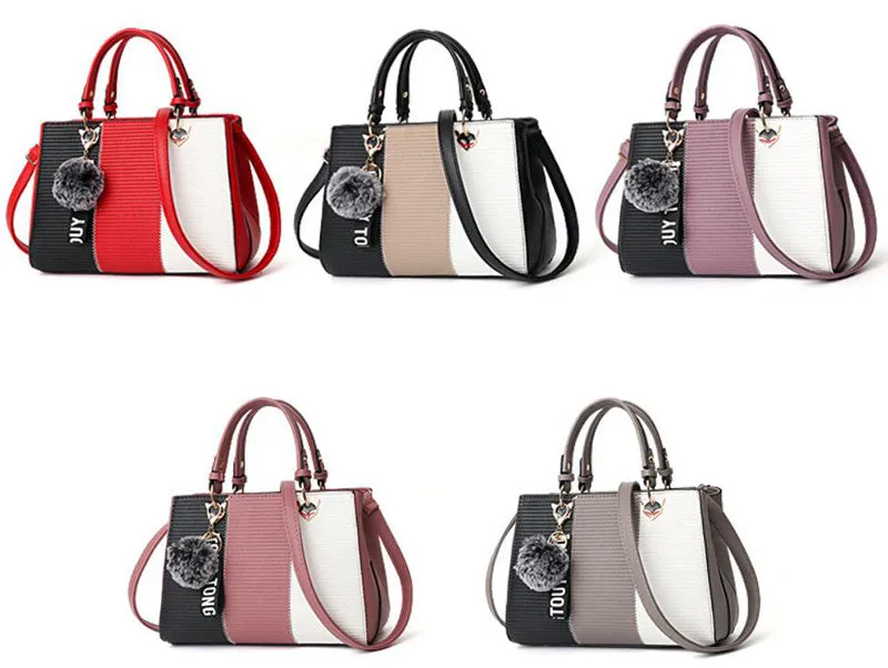Women's Hairball Ornament Patchwork Handbag