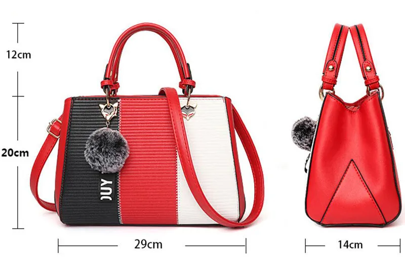 Women's Hairball Ornament Patchwork Handbag