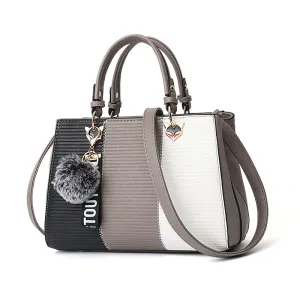 Women's Hairball Ornament Patchwork Handbag
